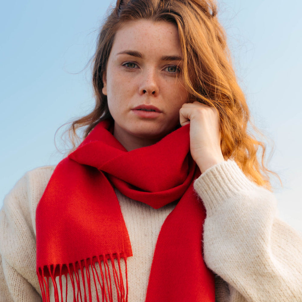Crimson Red Merino Scarf