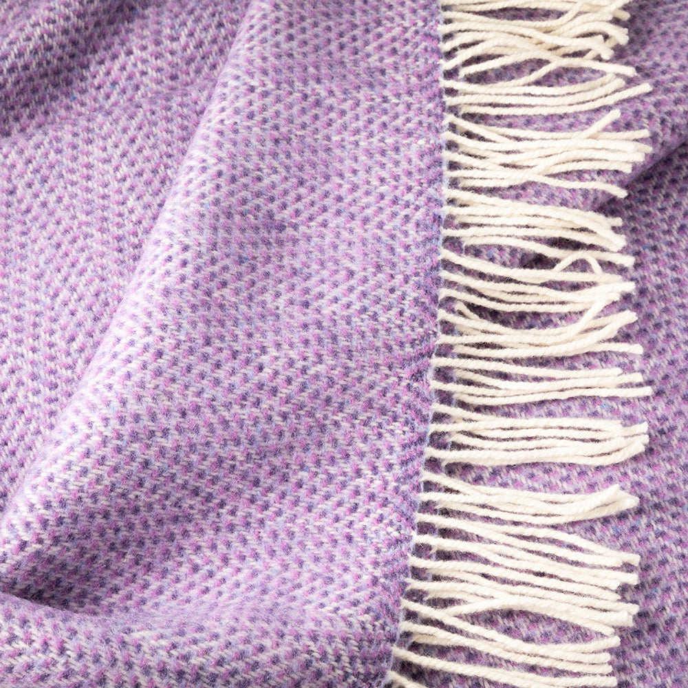 Merino & Cashmere Throw | Lavender Purple Herringbone