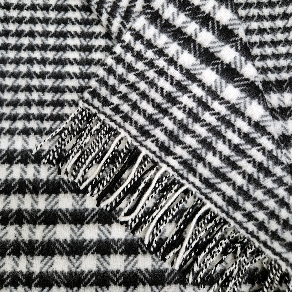 Merino & Cashmere Throw | Black & White Glen Check