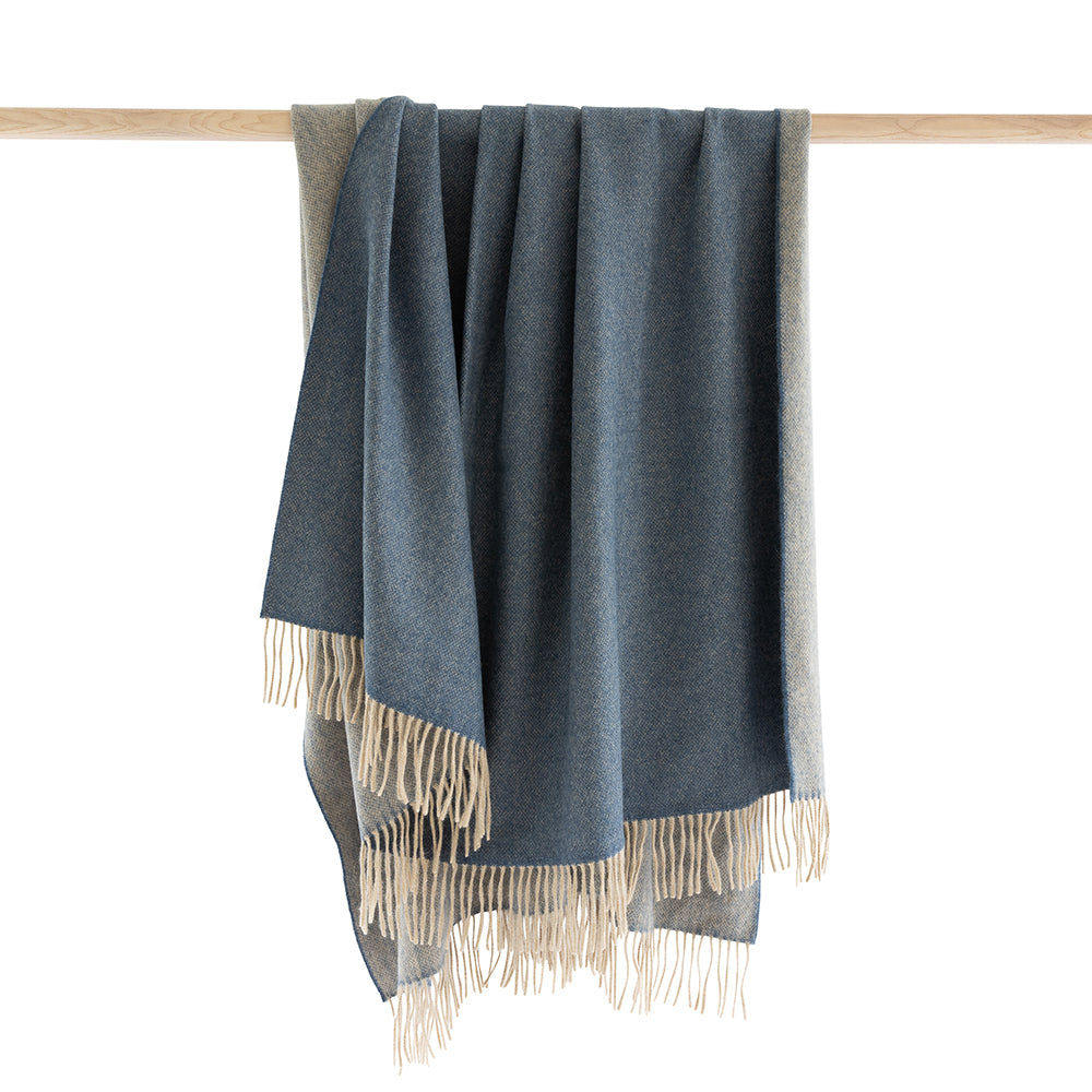 Wool Angora Throw | Blue Beige