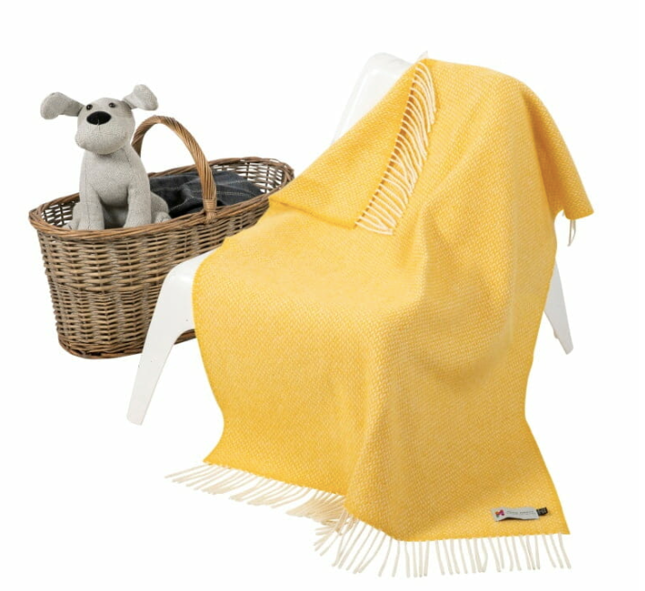 Merino & Cashmere | Baby Yellow Herringbone Baby Blanket
