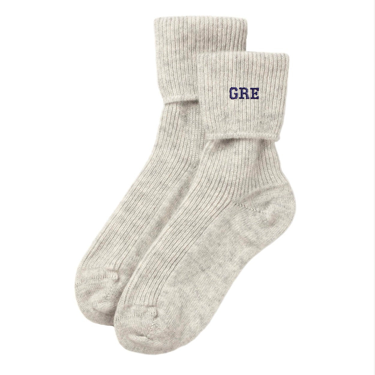 Ladies Light Grey Cashmere Bed Socks