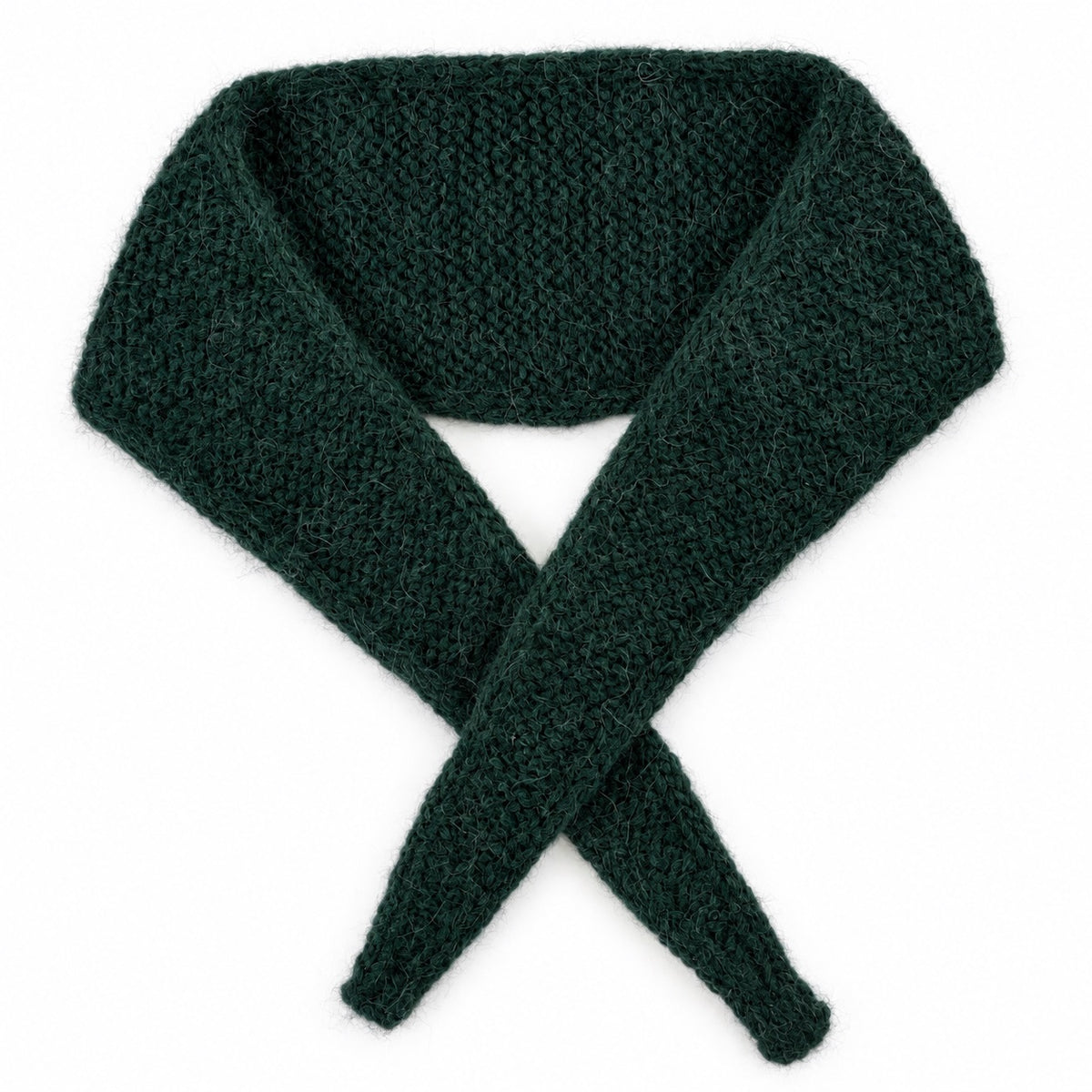 Lisa Handknitted Small Scarfette Dark Green