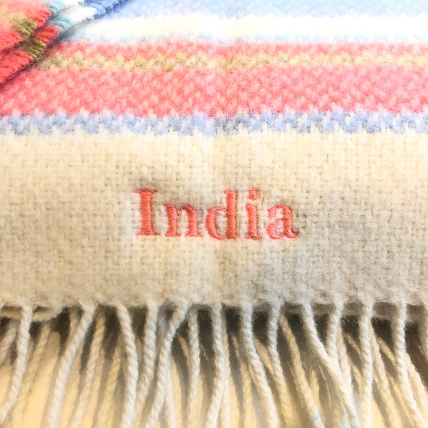 Merino & Cashmere | Blue Block Check Baby Blanket