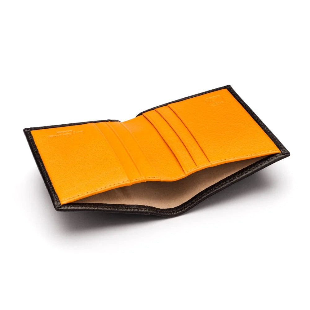 Compact Leather Wallet - Black With Yellow