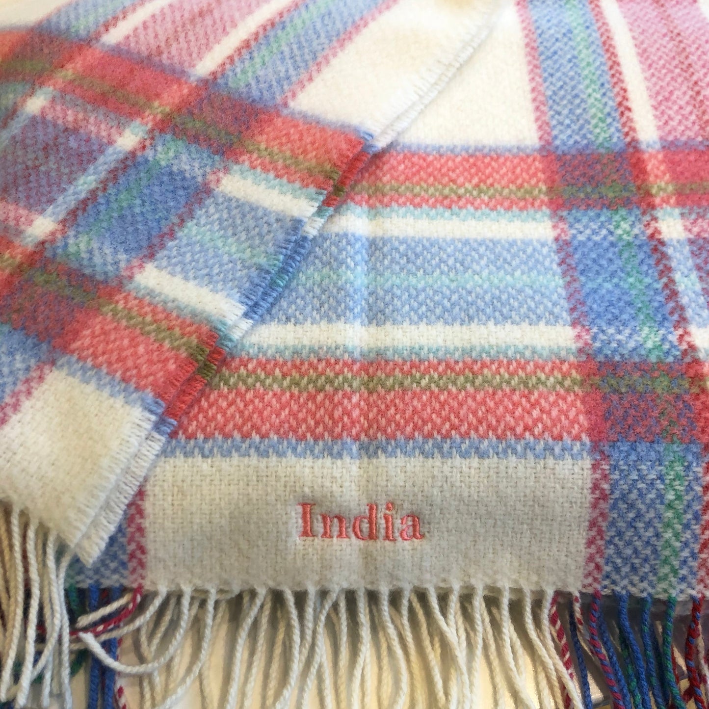 Merino & Cashmere | Baby Pink Herringbone Baby Blanket