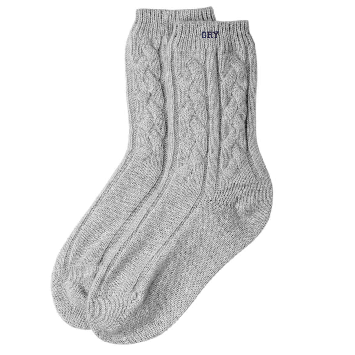 Grey Cable Cashmere Bed Socks