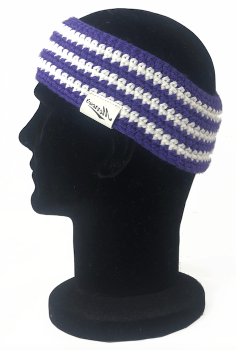 white and purple headband