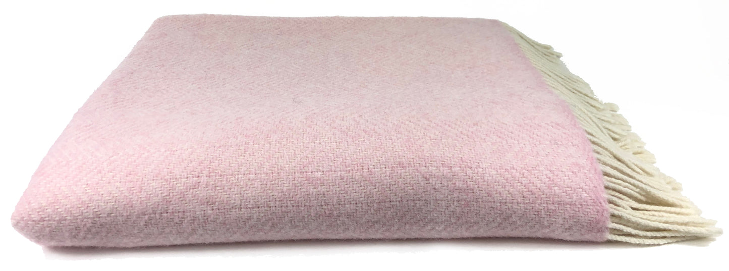 Merino & Cashmere Throw | Baby Pink Herringbone