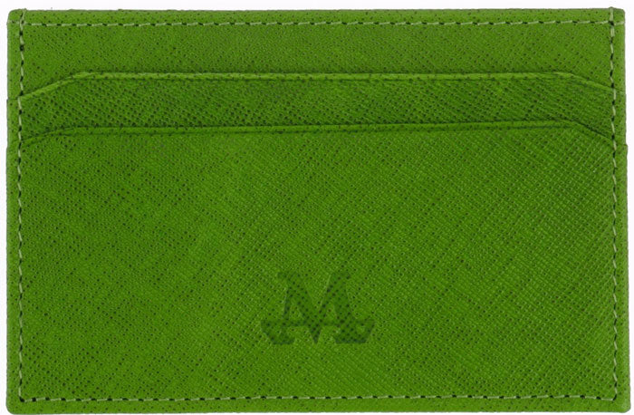 Lime Green Calf Leather Cardholder - Suede Lining 