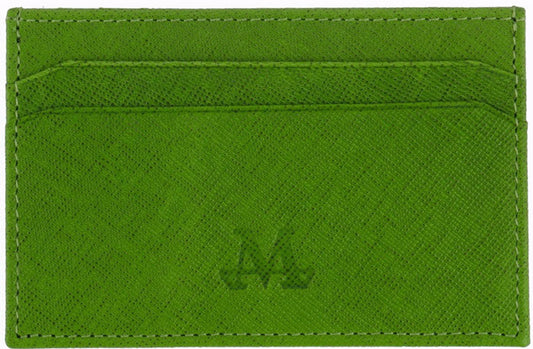 Lime Green Calf Leather Cardholder - Suede Lining