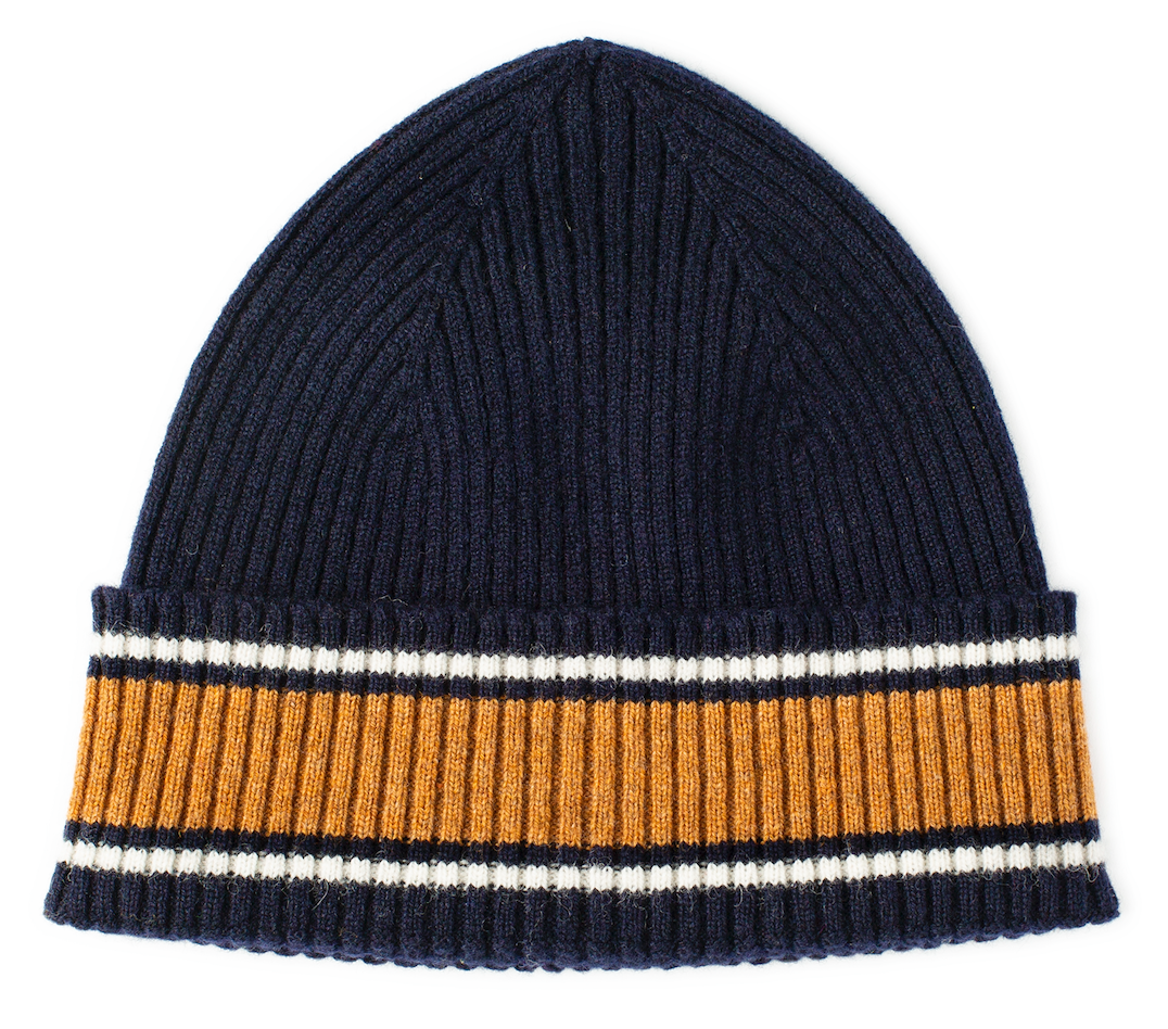 Loudoun Beanie - Navy with Caramel