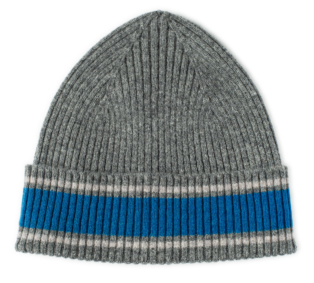 Loudoun Beanie - Grey with Sky Blue