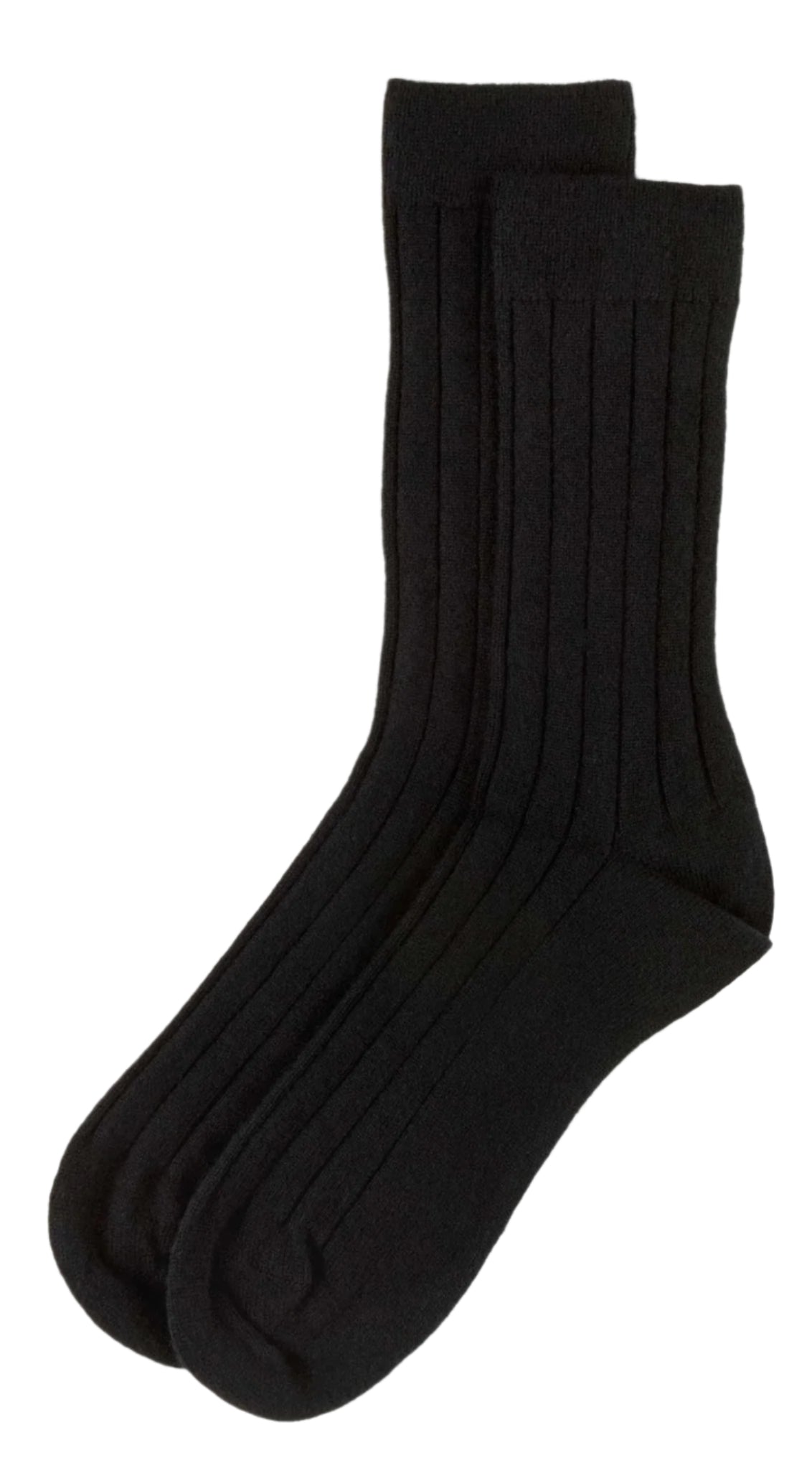 Black Cashmere Ribbed Socks