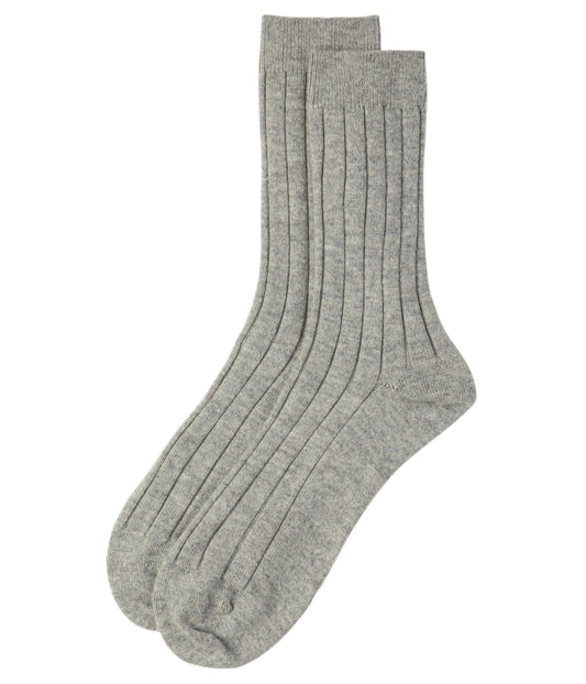 Light Grey Cashmere Ribbed Socks