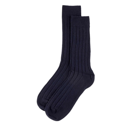 Navy Cashmere Ribbed Socks (Large Only)