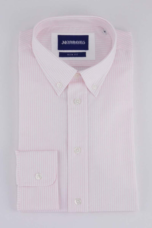 Light Pink Bengal Stripe Oxford Shirt - Slim Fit and 100% Cotton 