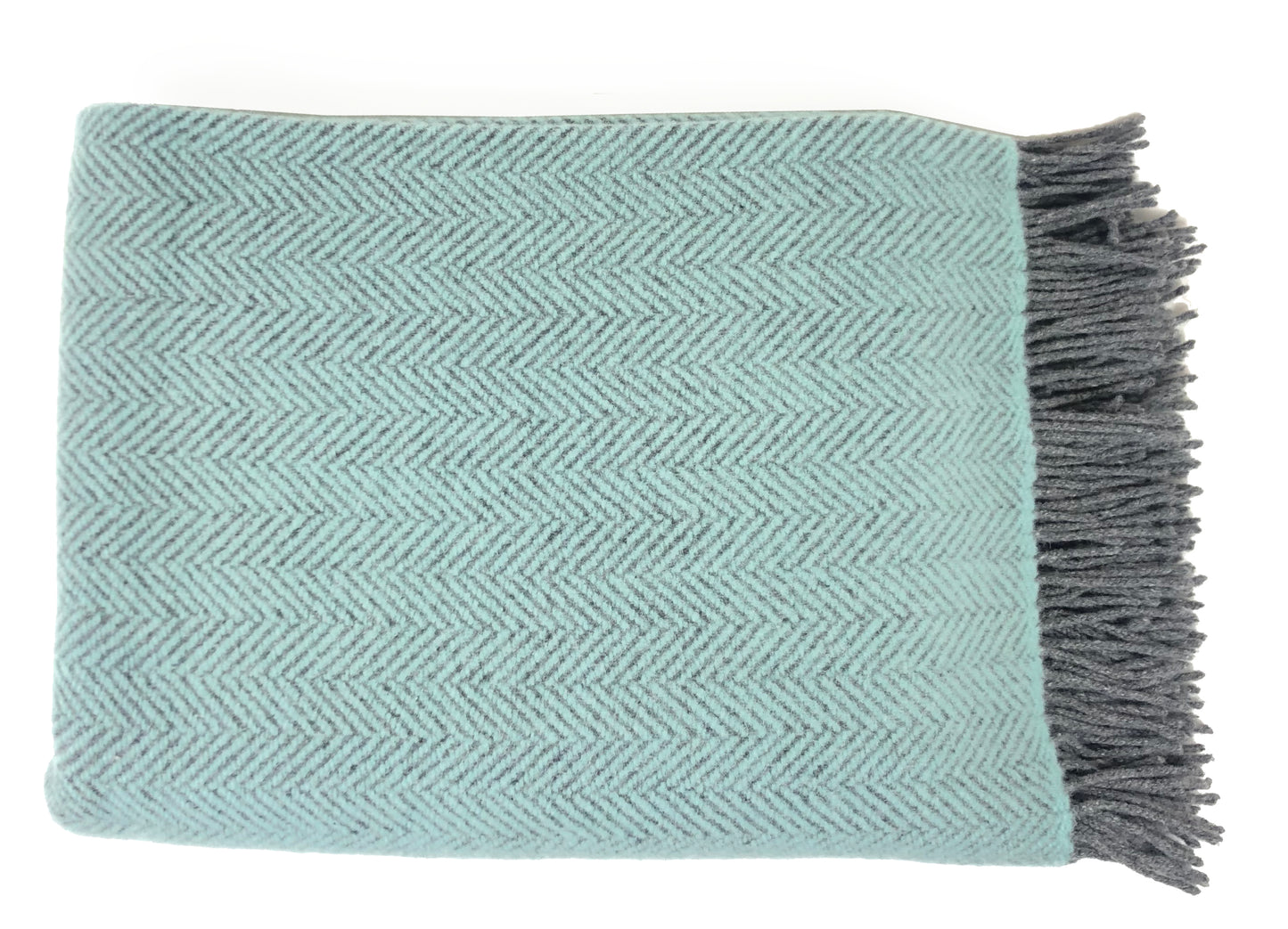 Merino & Cashmere Throw | Duck Egg Herringbone