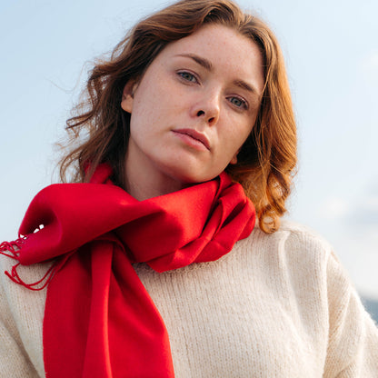Crimson Red Merino Scarf