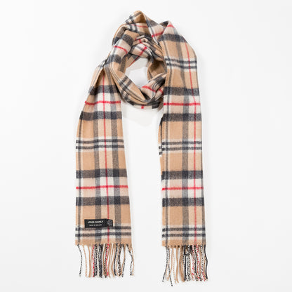 Camel Tartan Merino Scarf