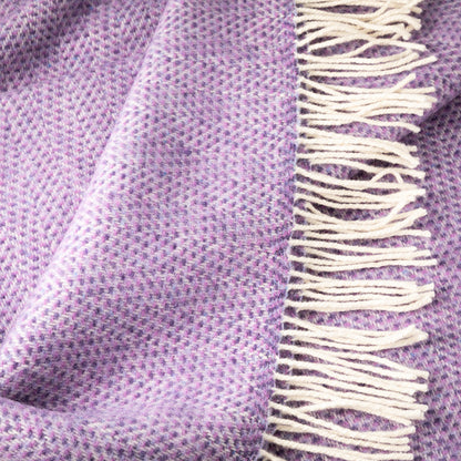 Merino & Cashmere Throw | Lavender Purple Herringbone