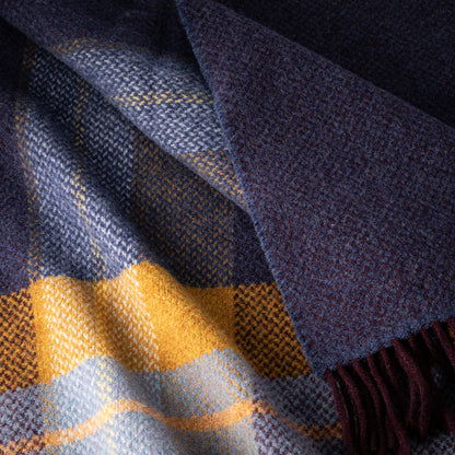 Merino & Cashmere Throw | Navy & Mustard Asymetrical