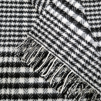 Merino & Cashmere Throw | Black & White Glen Check