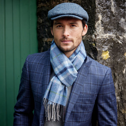 Denim Grey Plaid Merino Scarf
