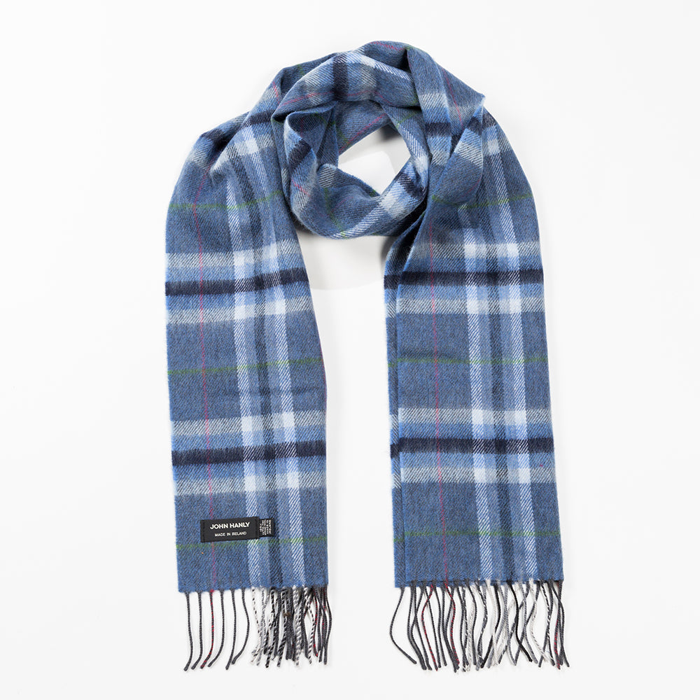 Denim Grey Plaid Merino Scarf