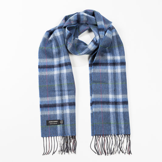 Denim Grey Plaid Merino Scarf