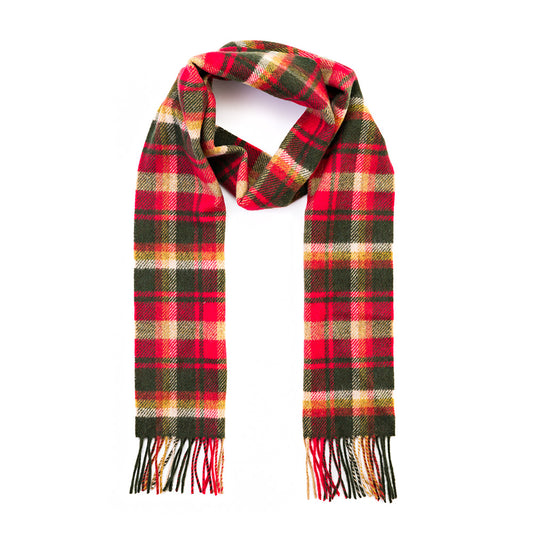 Red & Green Check Long Lambswool Scarf