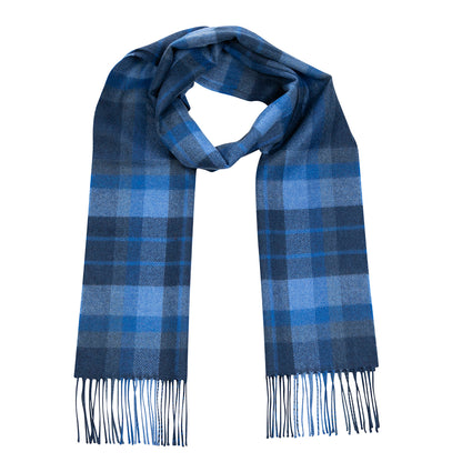 Blue Navy Plaid Merino Scarf