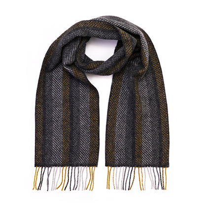 Grey Mustard Stripe Merino & Cashmere Scarf