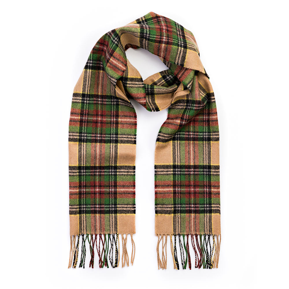 Green Brown Charcoal Camel Check Merino Scarf