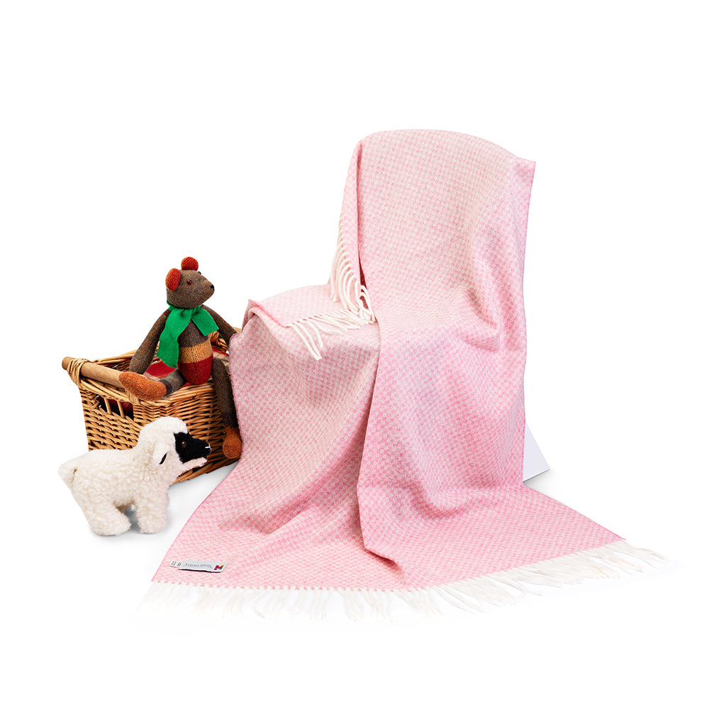 Lambswool | Pink Basket Weave Baby Blanket