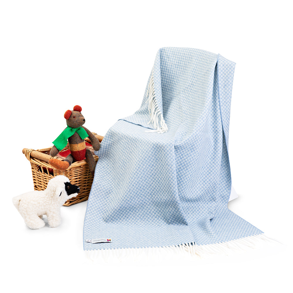 Lambswool | Blue Basket Weave Baby Blanket