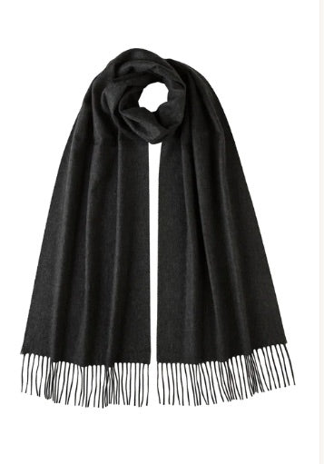 Extra Wide Charcoal Cashmere Scarf