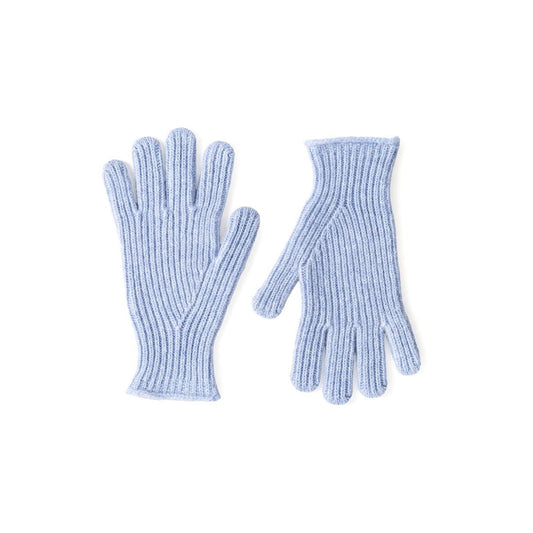 Pair of light blue gloves on a white background