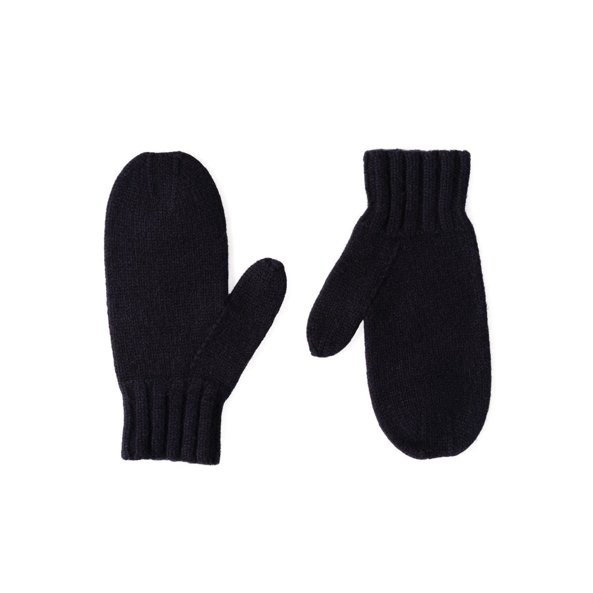 Pair of dark navy mittens on a white background