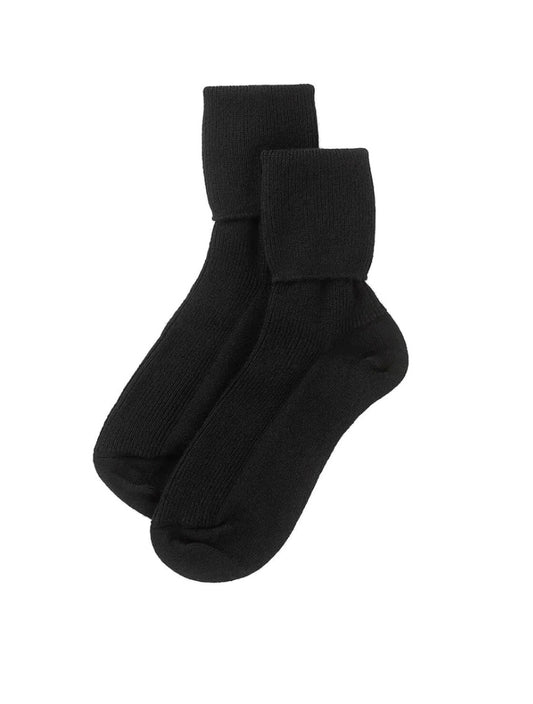 Ladies Black Cashmere Ribbed Ankle Socks
