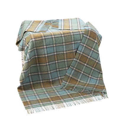 Shetland Wool Picnic Blanket | Royal Blue & Lichen Plaid