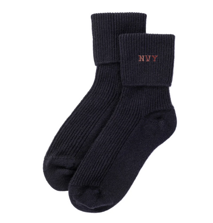 Ladies Dark Navy Cashmere Bed Socks