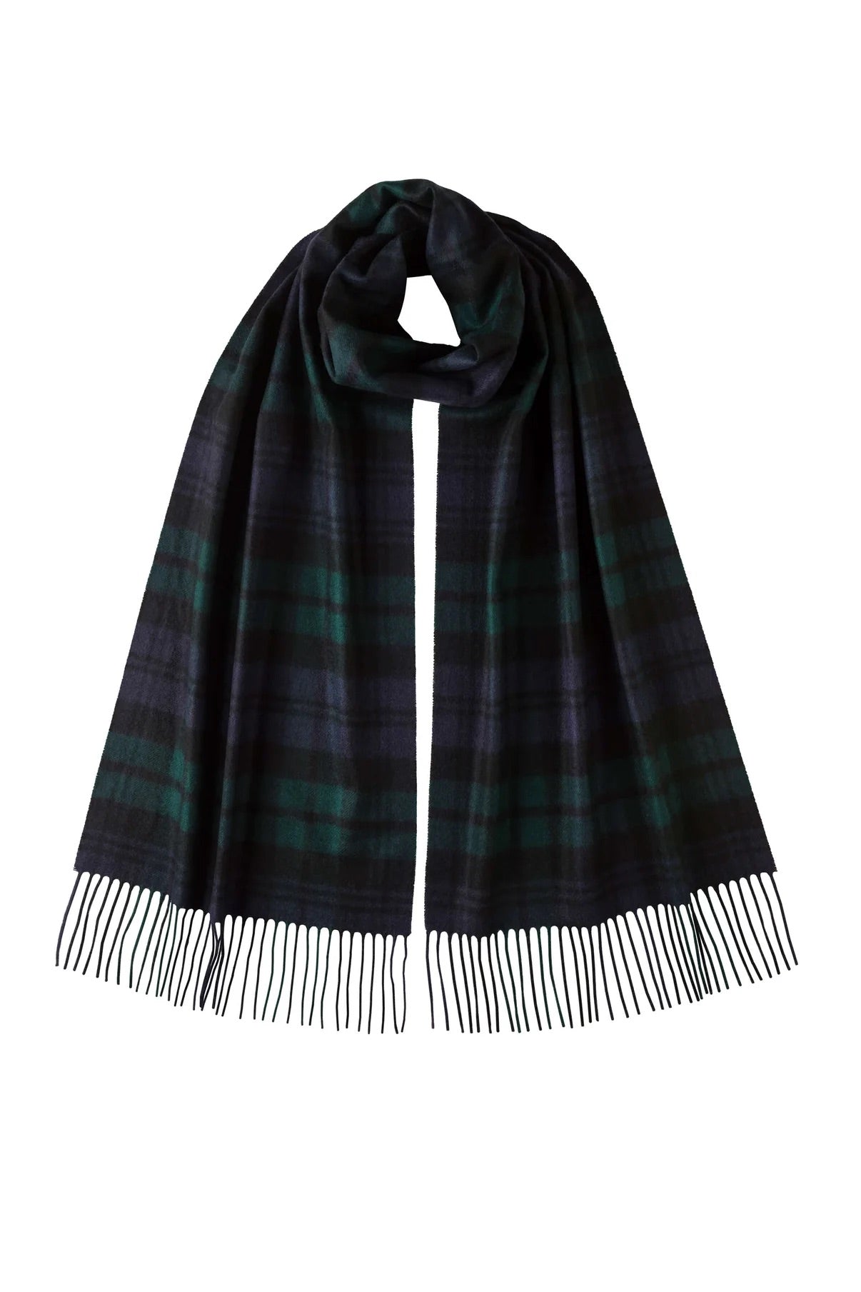 Extra Wide Black Watch Cashmere Scarf