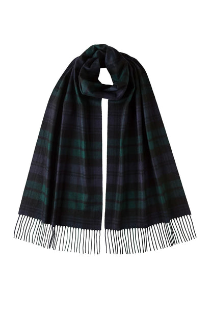 Extra Wide Black Watch Cashmere Scarf