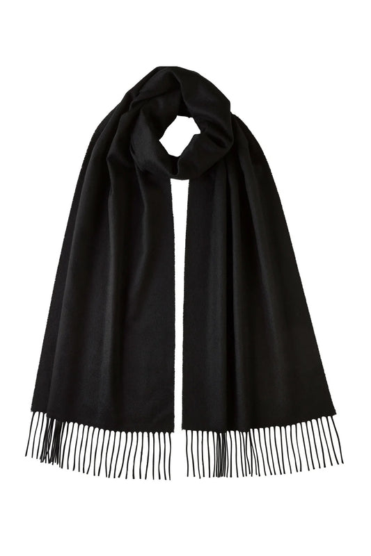 Extra Wide Black Cashmere Scarf