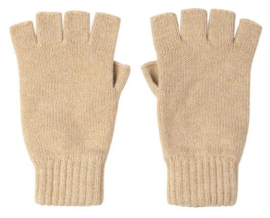 Camel Cashmere Fingerless Gloves