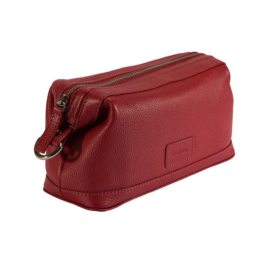 Berry Leather Wash Bag