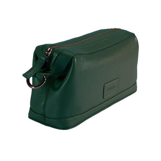Bottle Green Leather Wash Bag