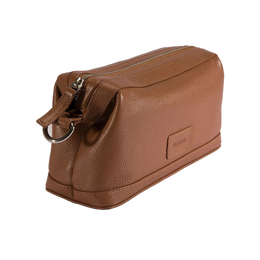 Cognac Leather Wash Bag