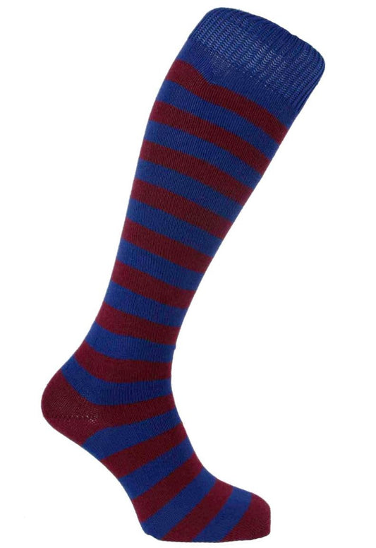 Orme Long Red and Blue Striped Socks - Seamless Toe Design